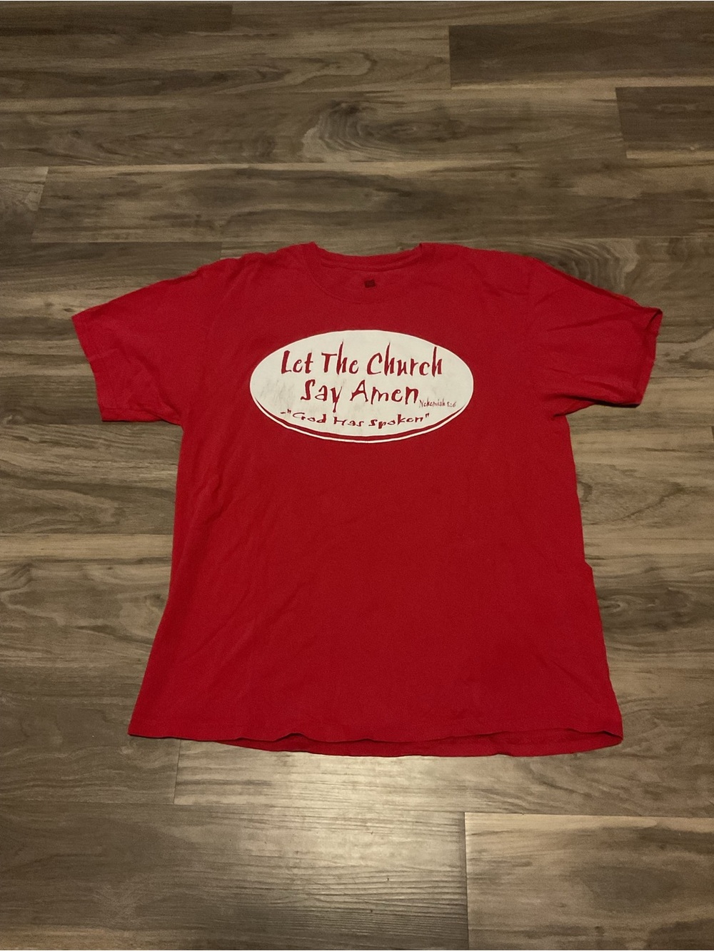 Hanes Red Short-Sleeve Tee with White Graphic